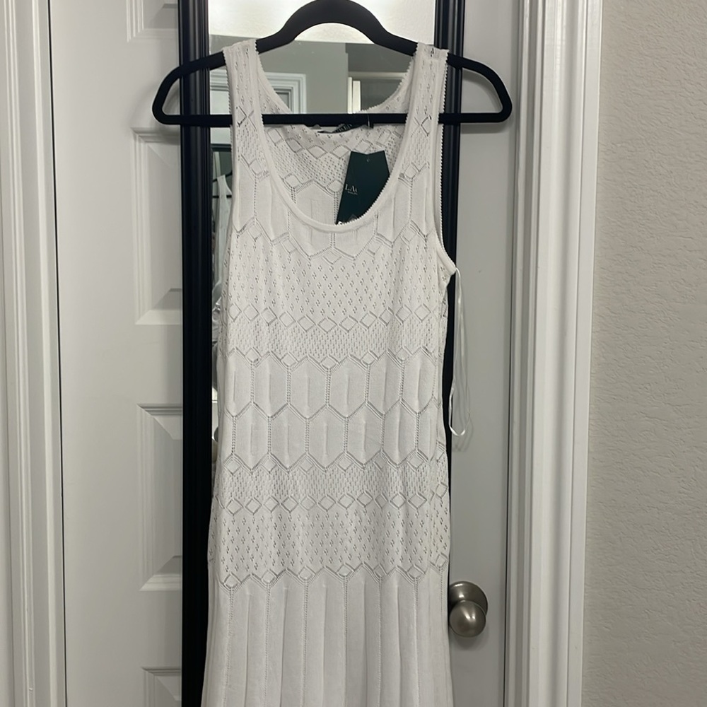 Lauren Ralph Lauren Cable-Knit Sleeveless Sweater Dress – Size M- White